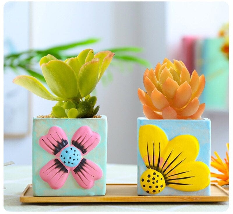 Vintage Hand Painted Succulent Pot