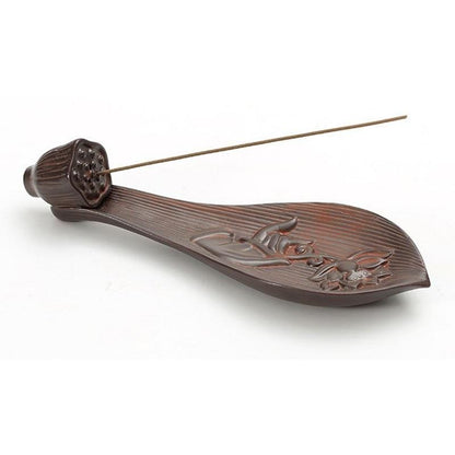 Vintage Leaf Boat Incense Burner