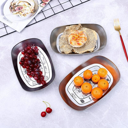 Vintage Metal Snack Tray Plates