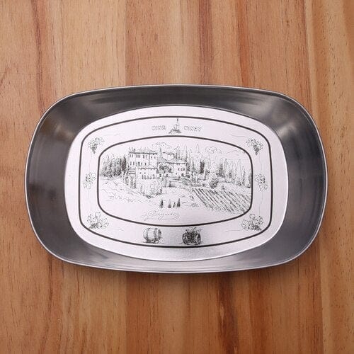 Vintage Metal Snack Tray Plates