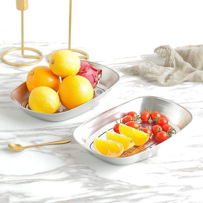 Vintage Metal Snack Tray Plates