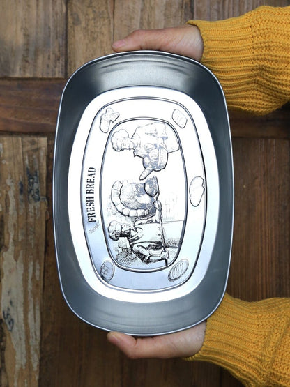 Vintage Metal Snack Tray Plates