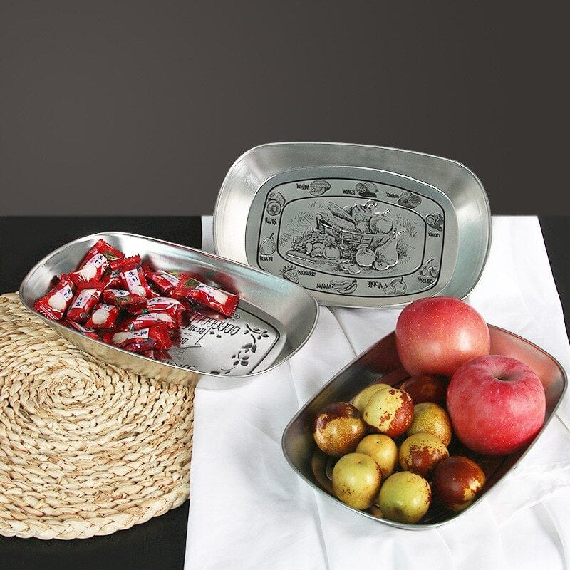 Vintage Metal Snack Tray Plates