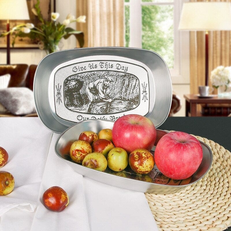 Vintage Metal Snack Tray Plates