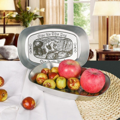 Vintage Metal Snack Tray Plates