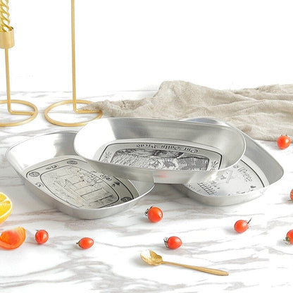 Vintage Metal Snack Tray Plates