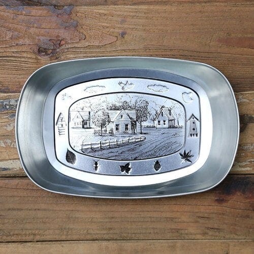 Vintage Metal Snack Tray Plates