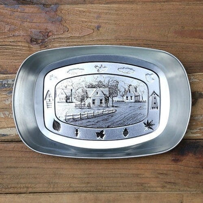 Vintage Metal Snack Tray Plates