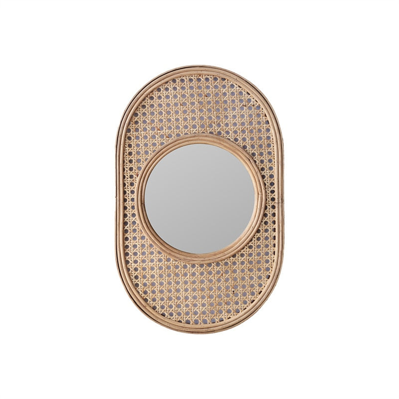 Vintage Oval Rattan Mirror