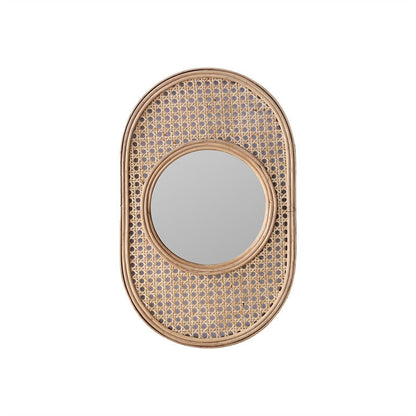 Vintage Oval Rattan Mirror