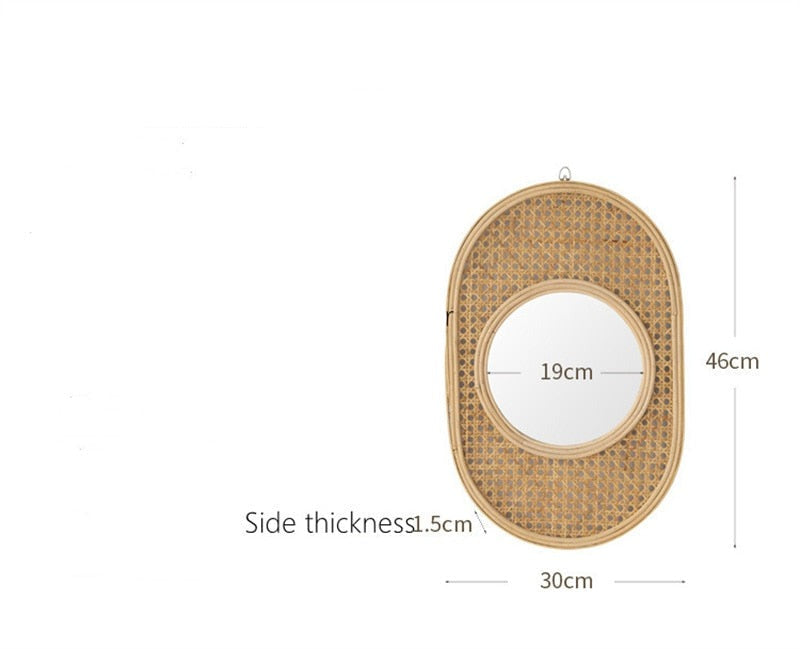 Vintage Oval Rattan Mirror