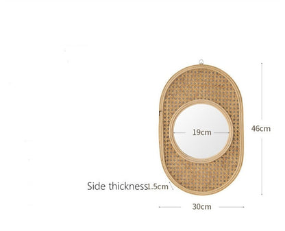 Vintage Oval Rattan Mirror