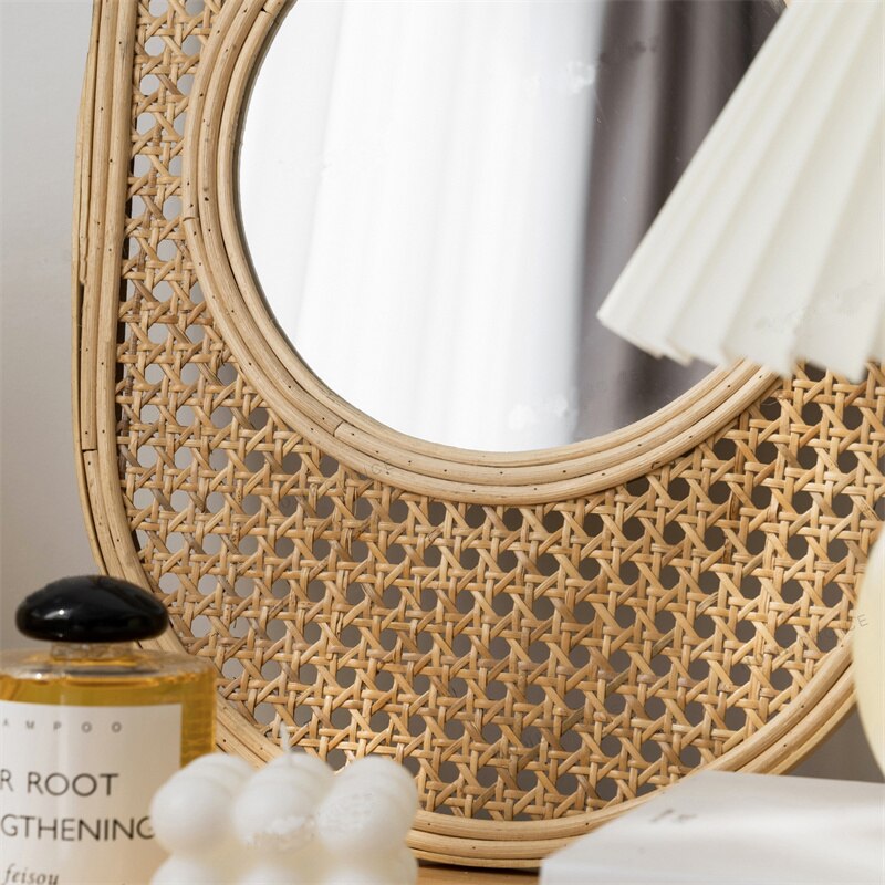 Vintage Oval Rattan Mirror