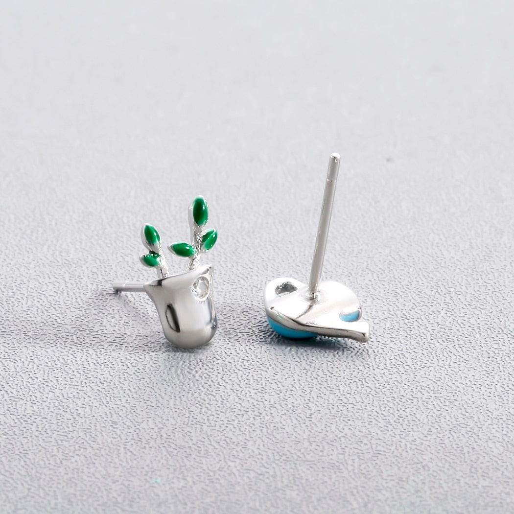 Watering Pot Plant Stud Earrings