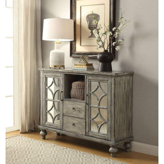 Weathered Gray Mirrored Sideboard