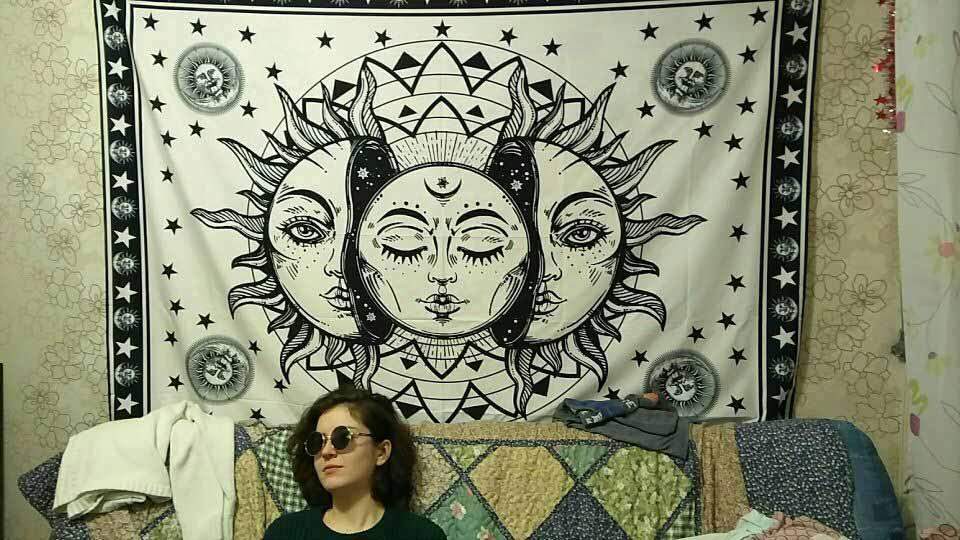 White And Black Sun Moon Tapestry