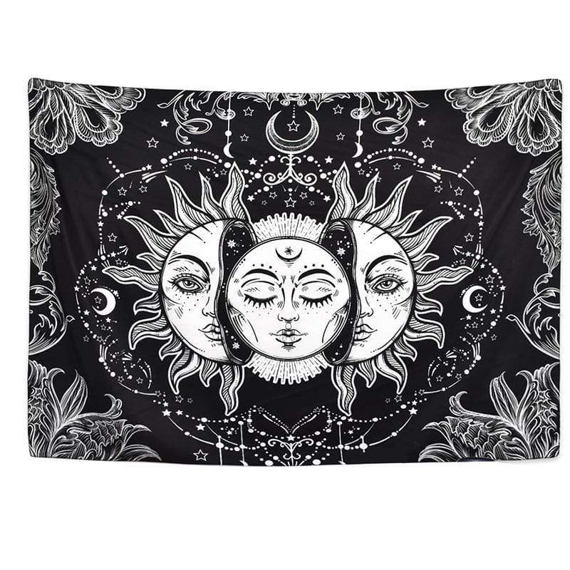 White And Black Sun Moon Tapestry