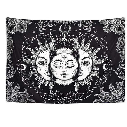 White And Black Sun Moon Tapestry