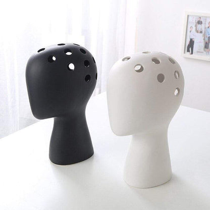 White & Black Head Hollow Vases