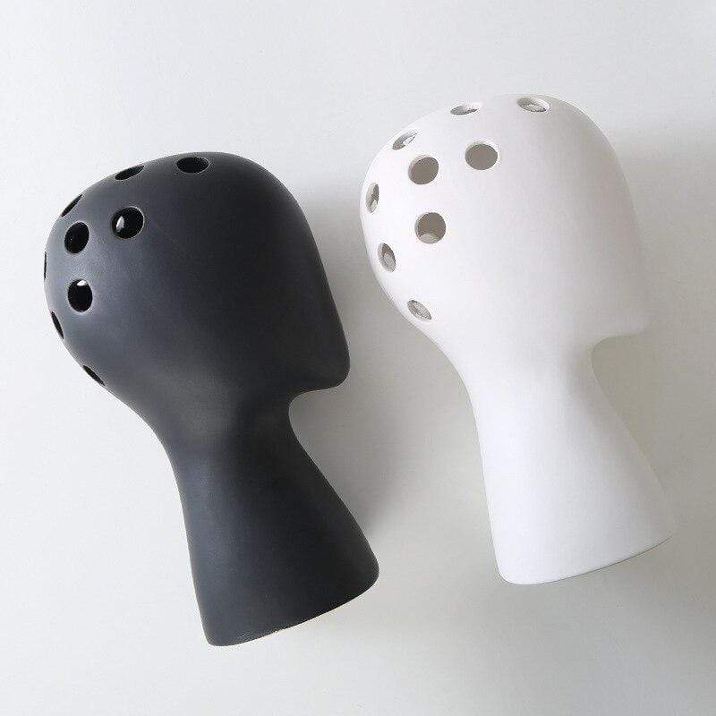 White & Black Head Hollow Vases