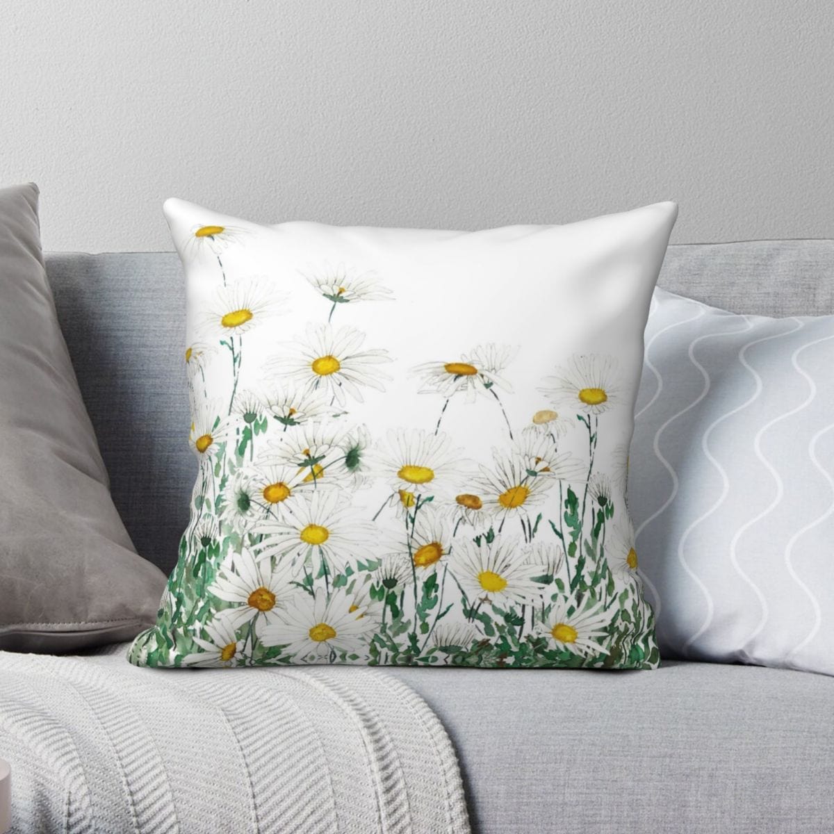 White Margaret Daisy Cushion Cover