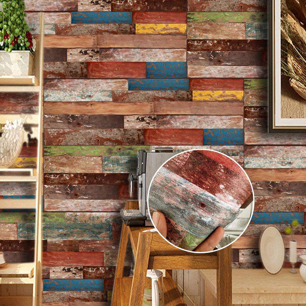 Wood Grain Pattern Wall Sticker Wallpaper Tiles