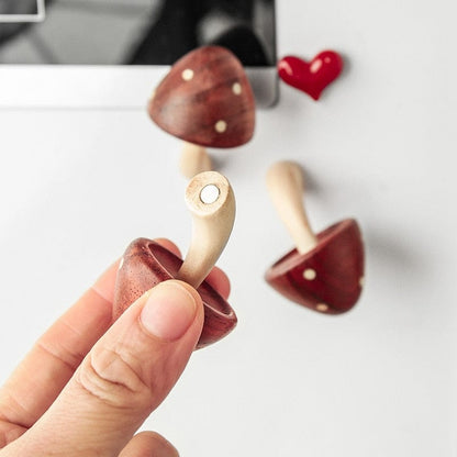 Wooden Mushroom Fridge Magnet