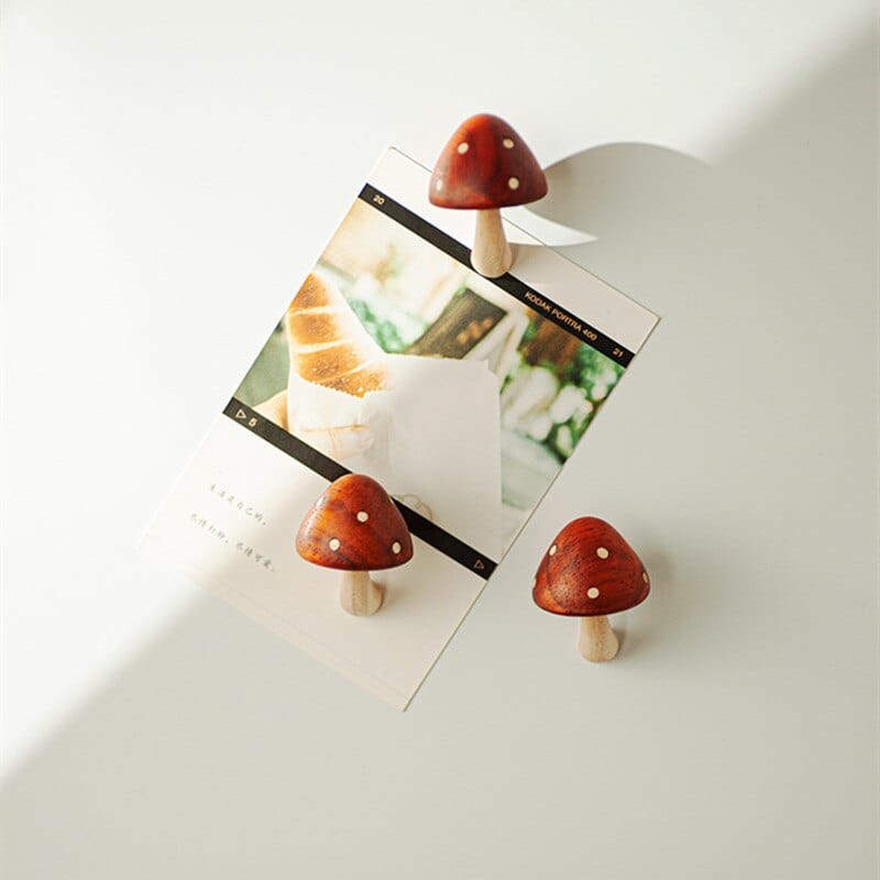 Wooden Mushroom Fridge Magnet