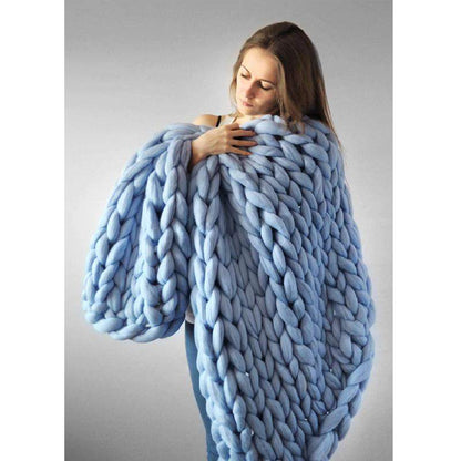 Wool Chunky Knitted Blanket Blankets & Throws