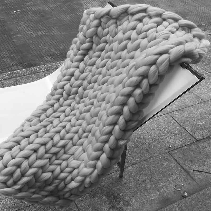 Wool Chunky Knitted Blanket Blankets & Throws