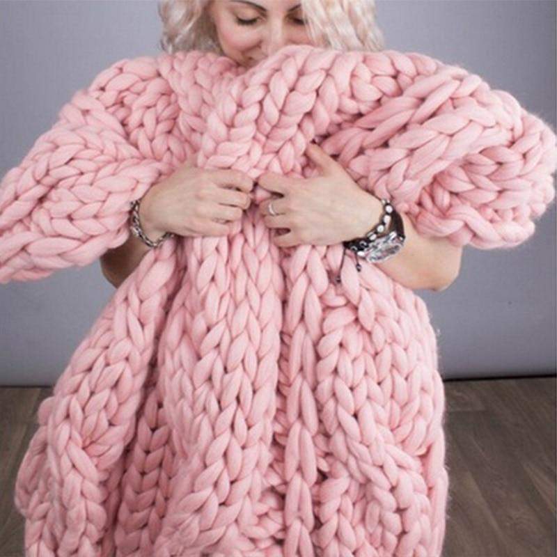 Wool Chunky Knitted Blanket Blankets & Throws