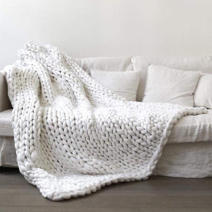 Wool Chunky Knitted Blanket Blankets & Throws