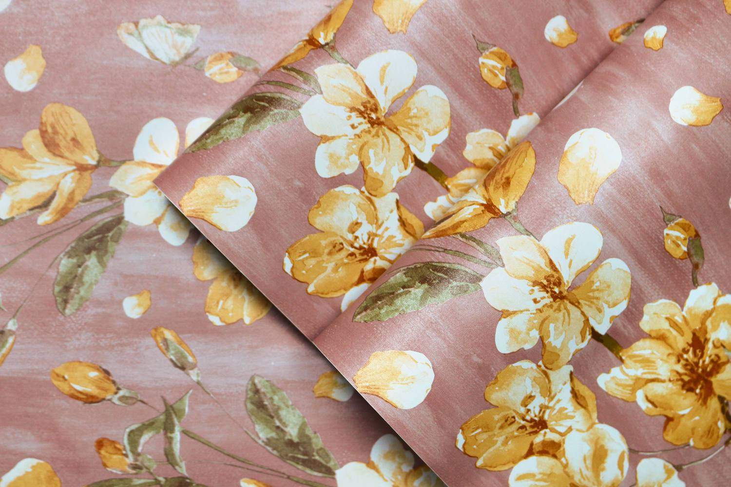 Yellow Floral Self-Adhesive Wallpaper Wallpapers