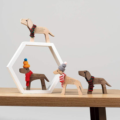 You are my HAPPINESS Wood Dog Carving Figurines