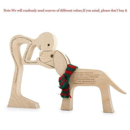 You are my HAPPINESS Wood Dog Carving Figurines