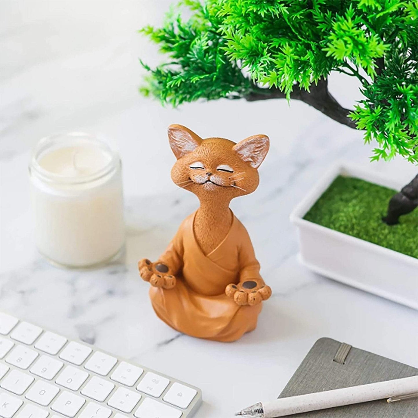 Zen Meditating Buddha Cat Figurine