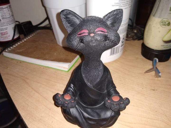 Zen Meditating Buddha Cat Figurine