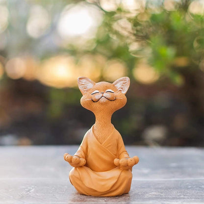 Zen Meditating Buddha Cat Figurine