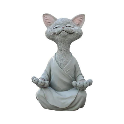 Zen Meditating Buddha Cat Figurine