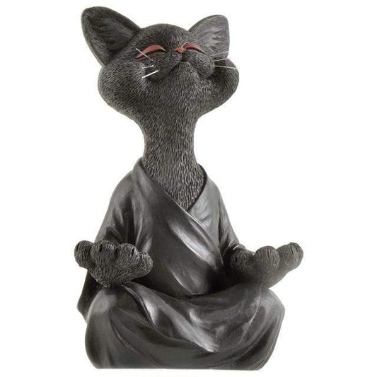 Zen Meditating Buddha Cat Figurine