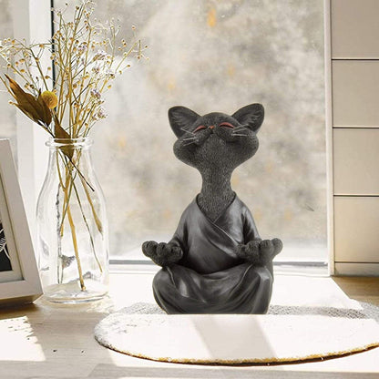 Zen Meditating Buddha Cat Figurine