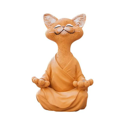 Zen Meditating Buddha Cat Figurine