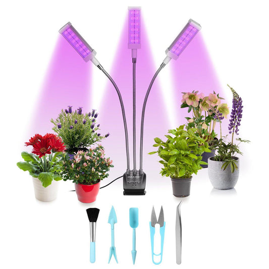 Adjustable 3-Head Grow Lights for Indoor Plants with Timer __stock:50 Garden & Patio refund_fee:1800 Warranty