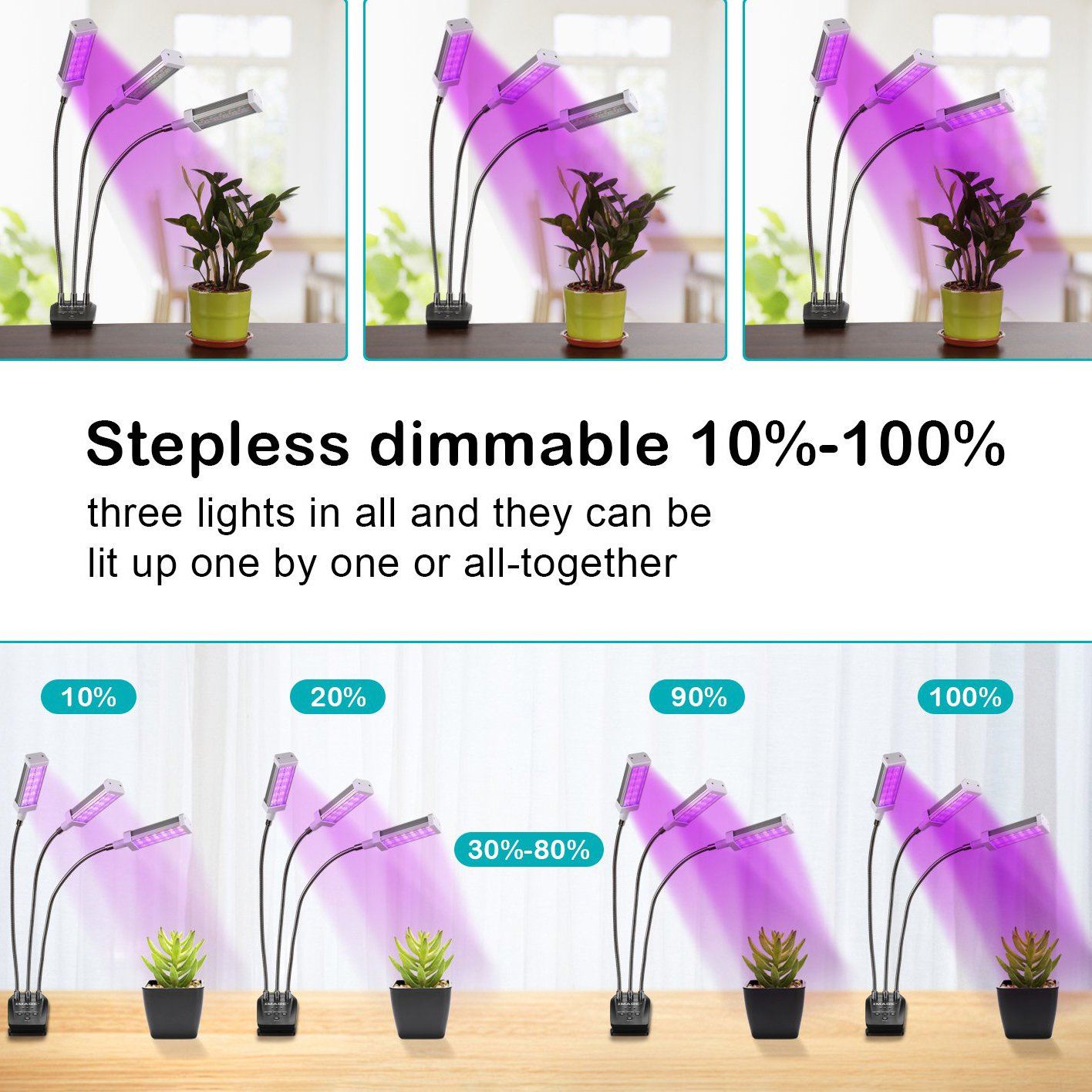 Adjustable 3-Head Grow Lights for Indoor Plants with Timer __stock:50 Garden & Patio refund_fee:1800 Warranty