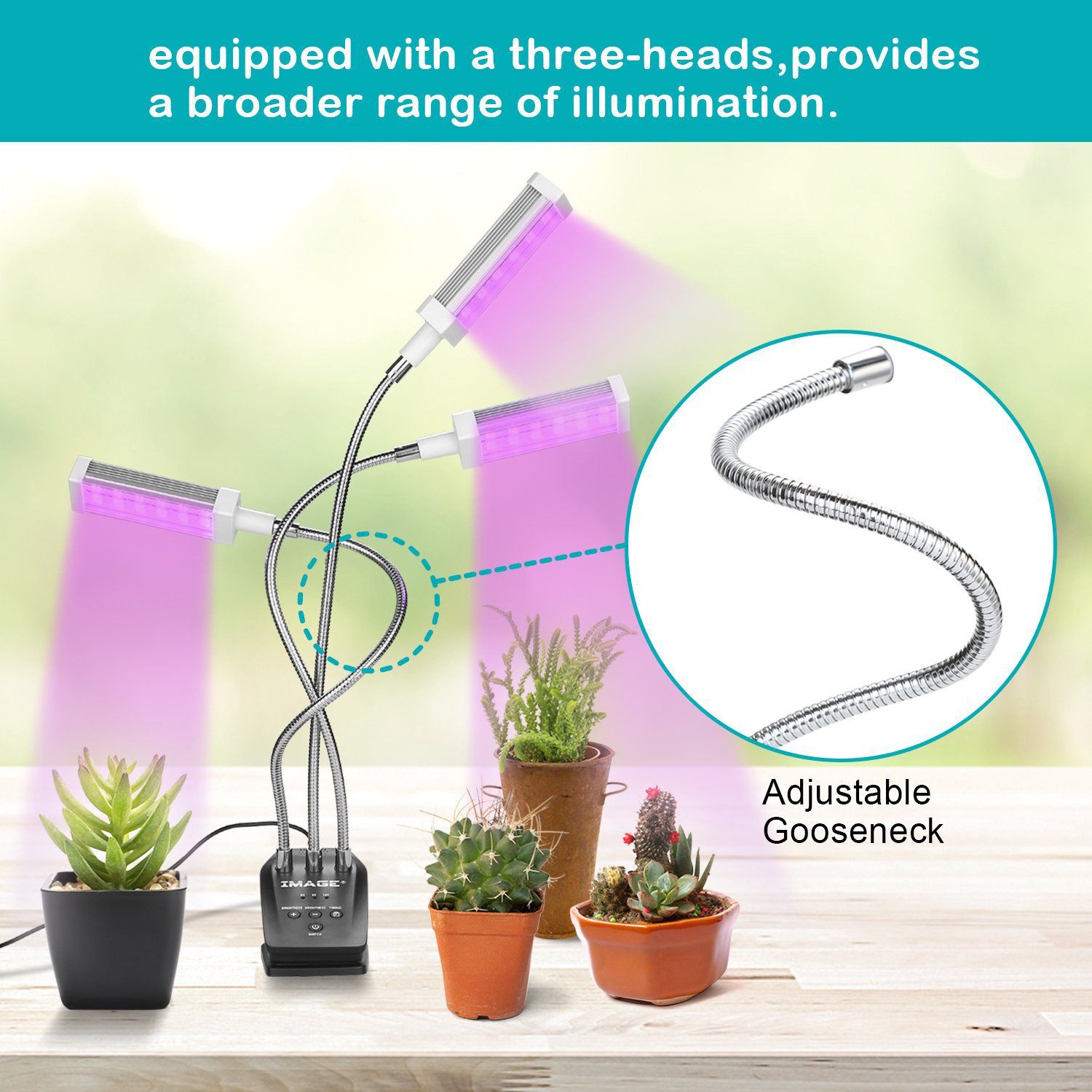 Adjustable 3-Head Grow Lights for Indoor Plants with Timer __stock:50 Garden & Patio refund_fee:1800 Warranty