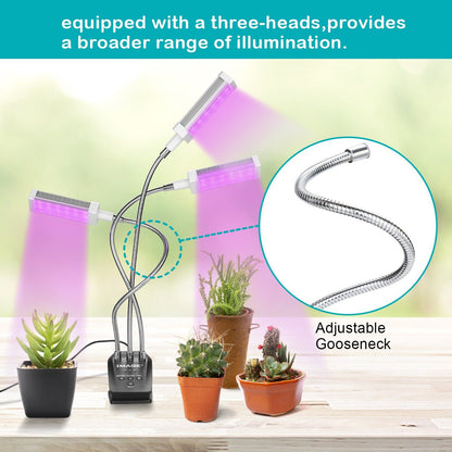 Adjustable 3-Head Grow Lights for Indoor Plants with Timer __stock:50 Garden & Patio refund_fee:1800 Warranty