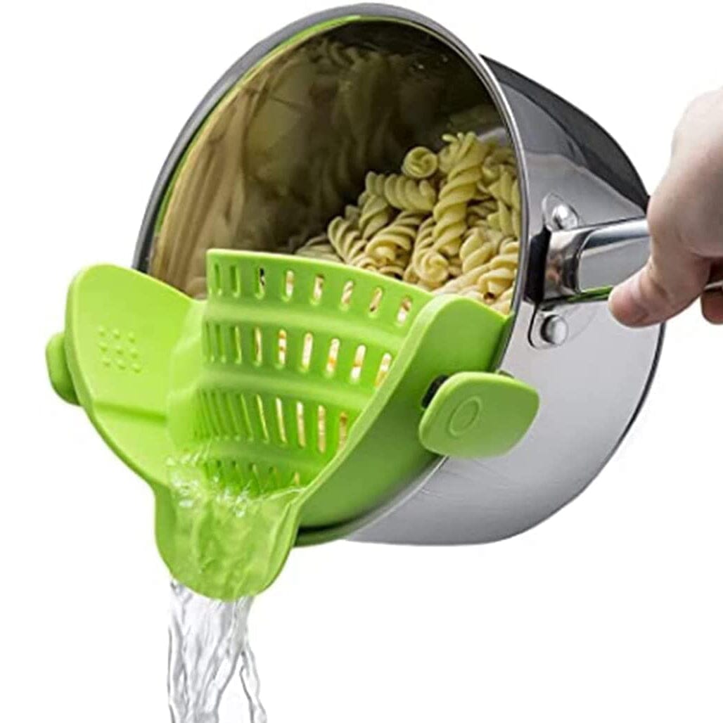 Adjustable Silicone Pot Strainer and Pasta Strainer Lime Green __stock:200 Kitchen & Dining refund_fee:800