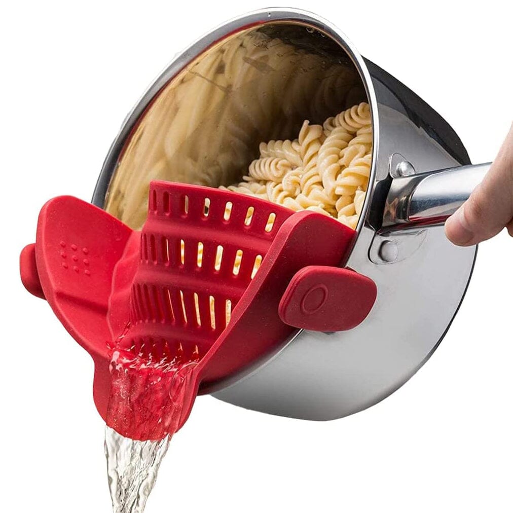 Adjustable Silicone Pot Strainer and Pasta Strainer Red __stock:200 Kitchen & Dining refund_fee:800