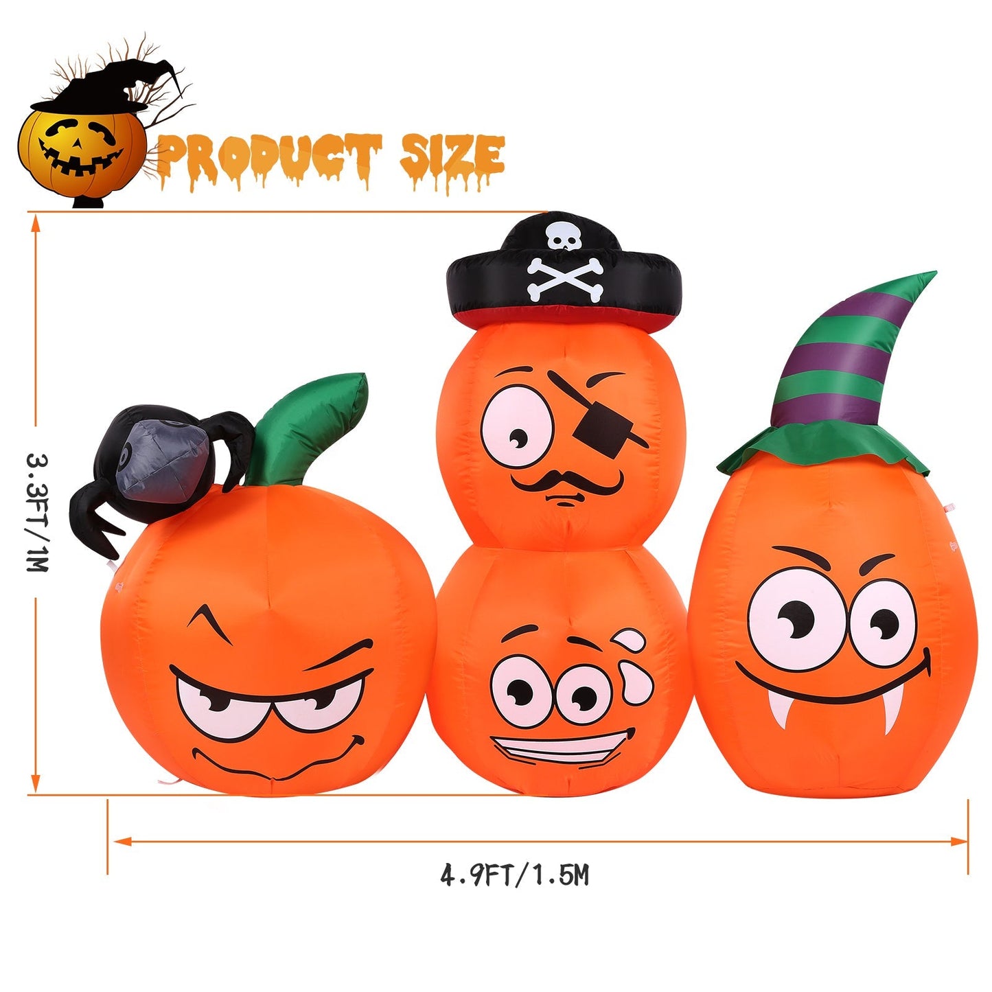 AGPTEK 4.9 Ft. Halloween Pumpkin Outdoor Decoration __stock:50 Holiday Decor & Apparel Low stock refund_fee:1200