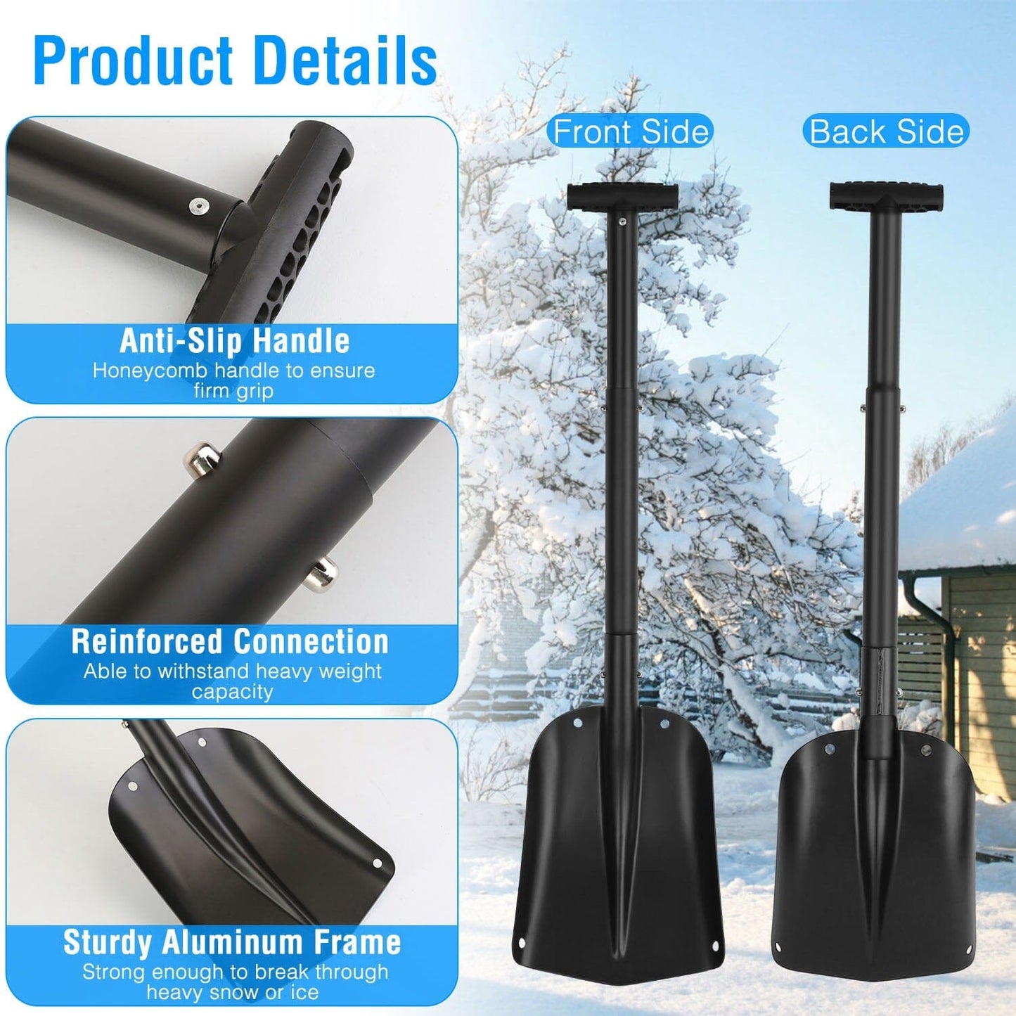 Aluminum Snow Shovel Portable Lightweight Camping Garden Beach Shovel __stock:50 Home Improvement refund_fee:1200